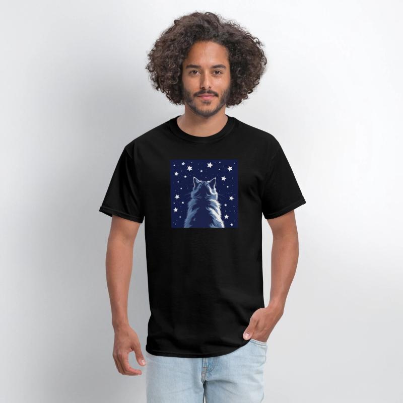 Star Gazer Cat Illustration