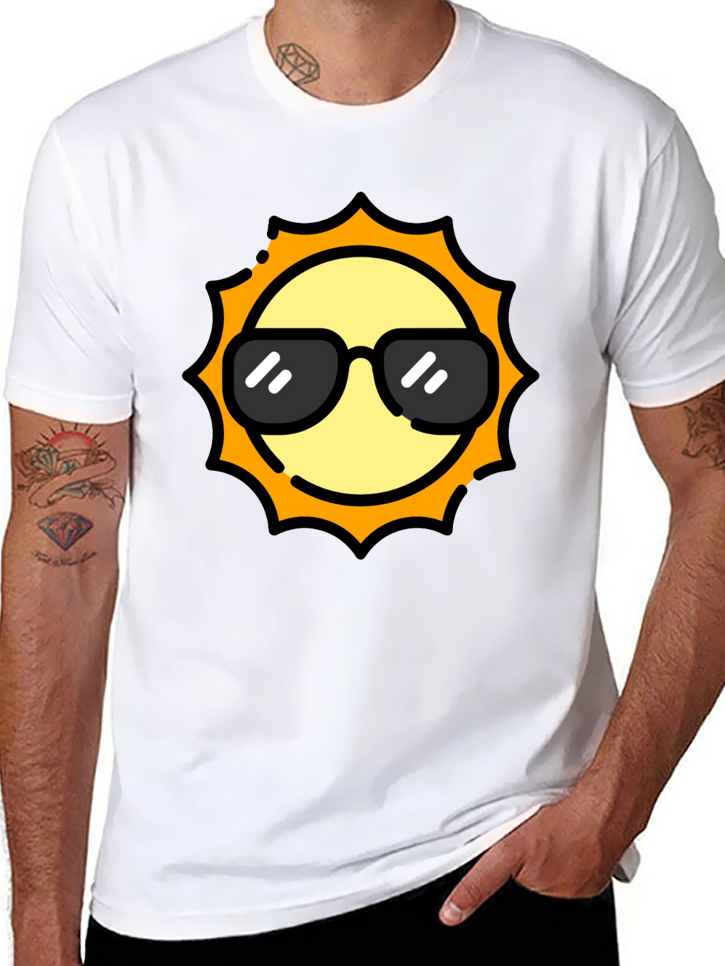 Cool Sun Graphic Tee - Black Cotton T-Shirt