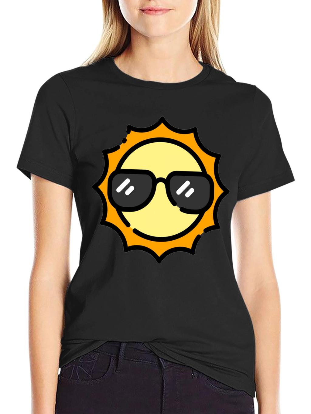Cool Sun Graphic Tee - Black Cotton T-Shirt