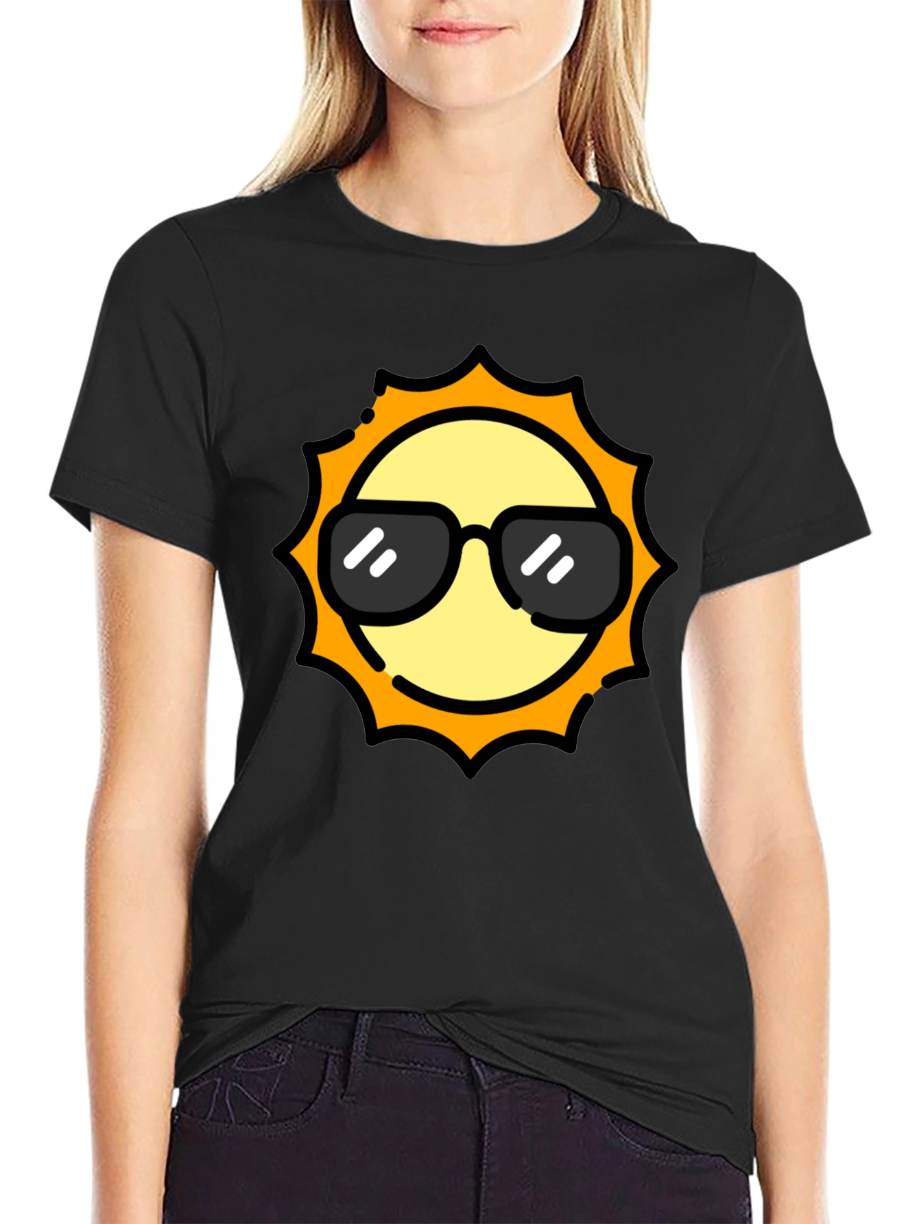 Cool Sun Graphic Tee - Black Cotton T-Shirt
