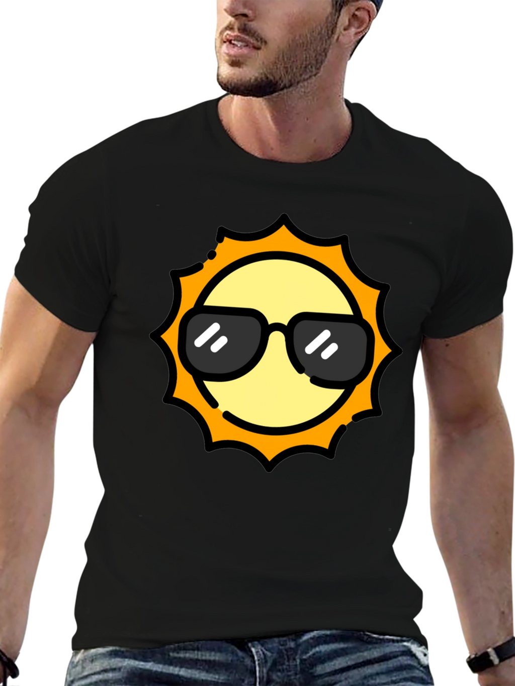 Cool Sun Graphic Tee - Black Cotton T-Shirt