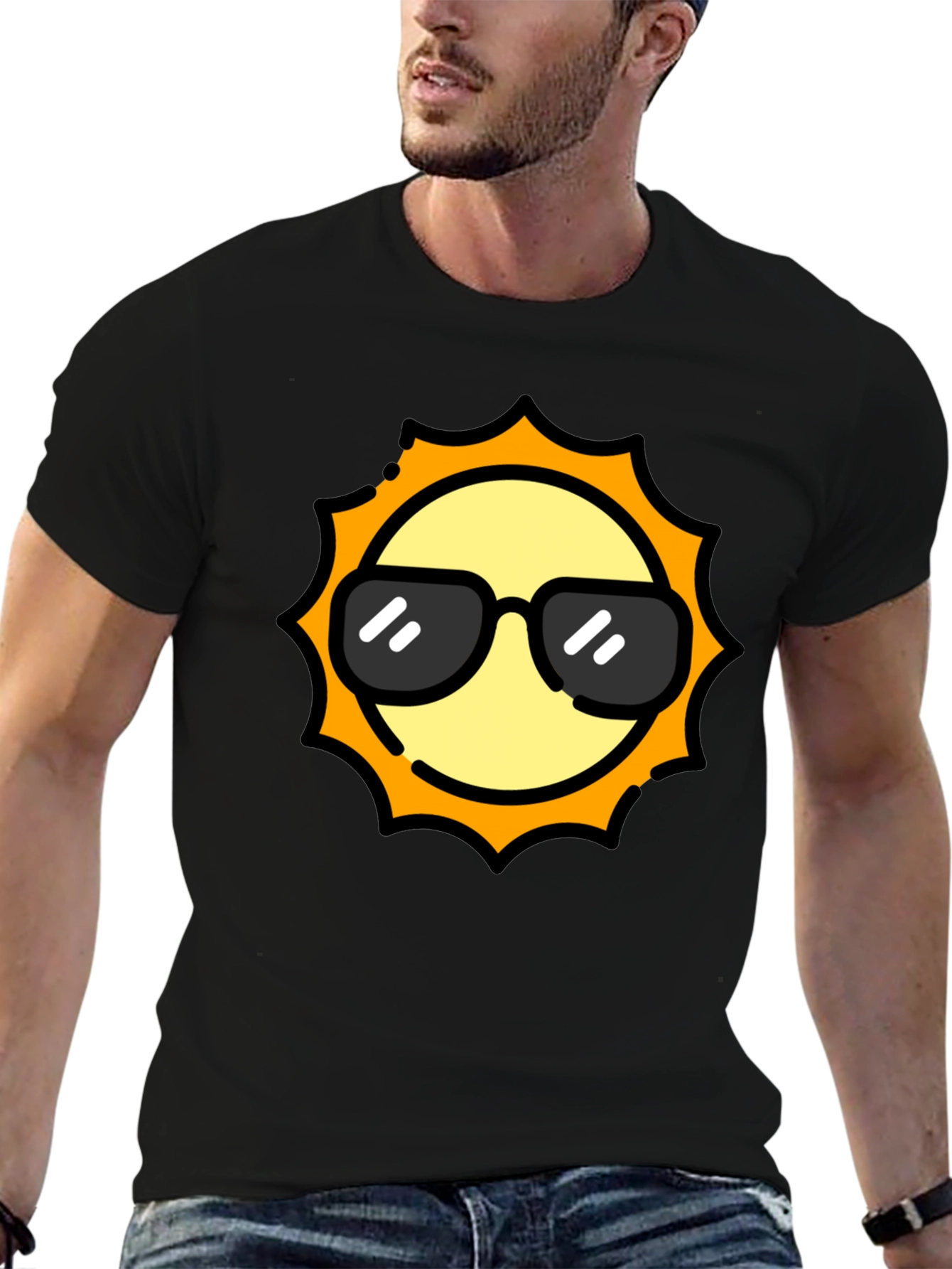 Cool Sun Graphic Tee - Black Cotton T-Shirt