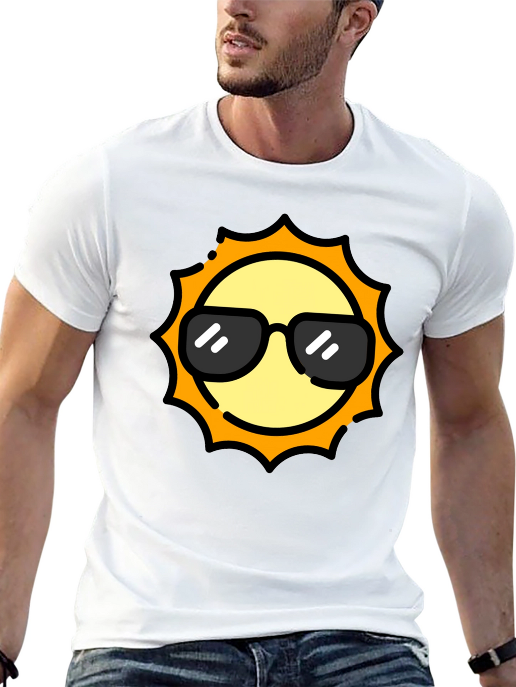 Cool Sun Graphic Tee - Black Cotton T-Shirt