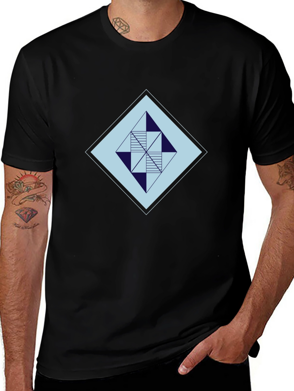 Geometric Diamond Graphic Tee - Modern Style