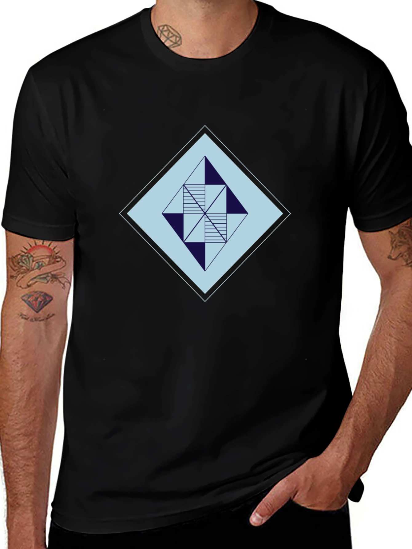 Geometric Diamond Graphic Tee - Modern Style