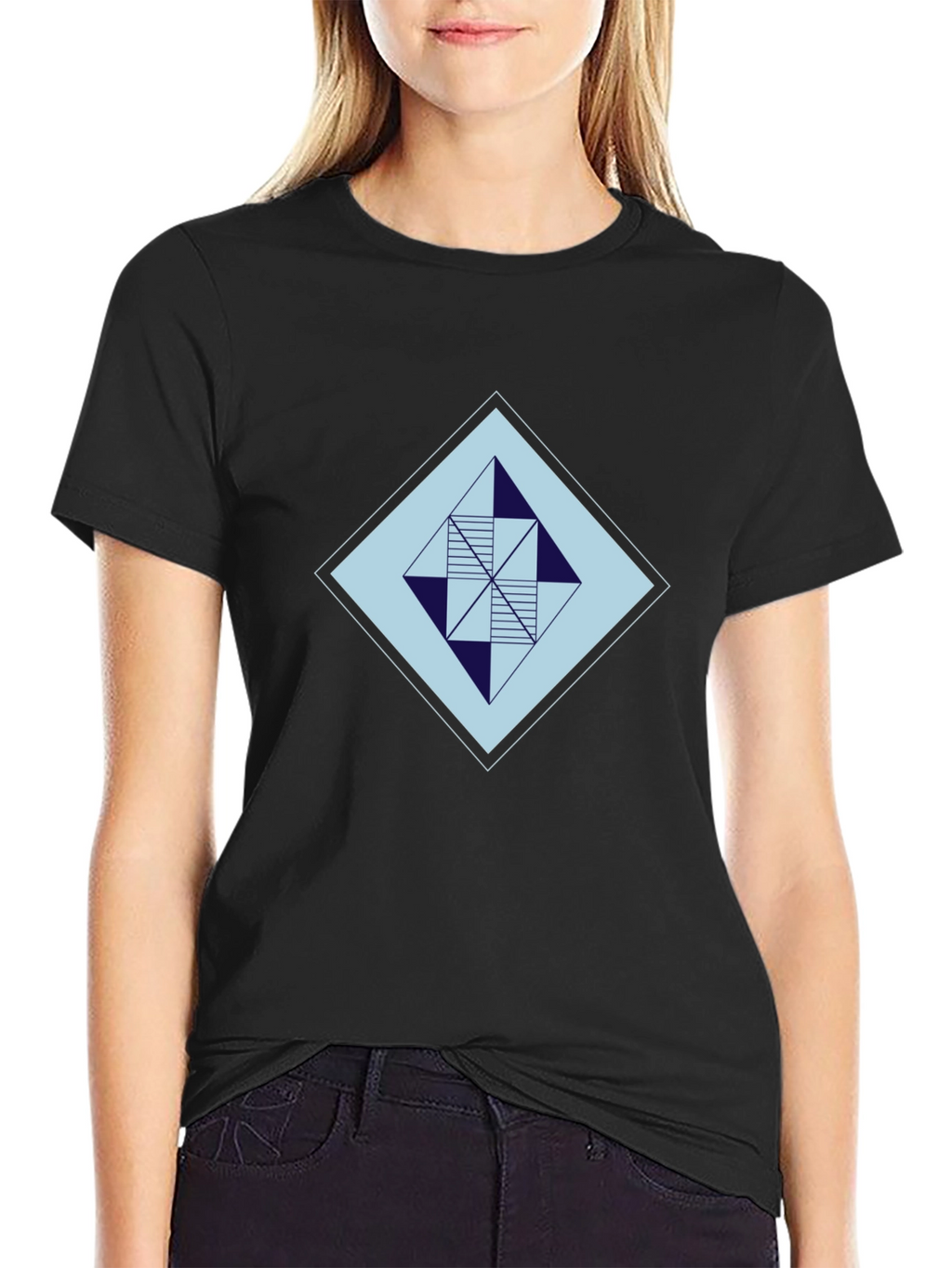 Geometric Diamond Graphic Tee - Modern Style