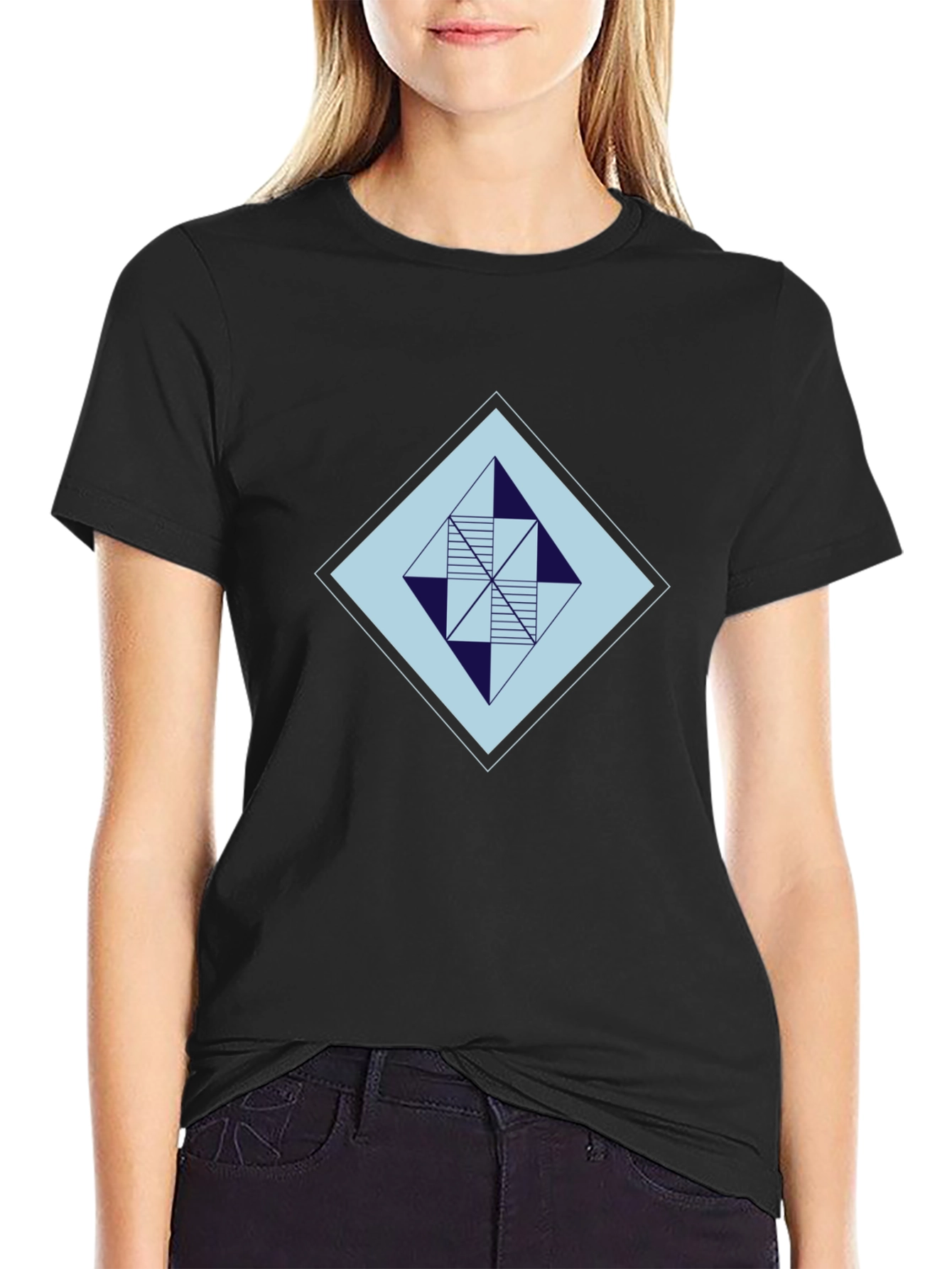 Geometric Diamond Graphic Tee - Modern Style