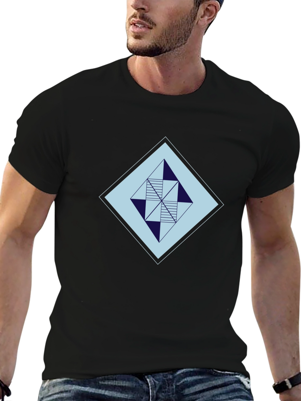 Geometric Diamond Graphic Tee - Modern Style