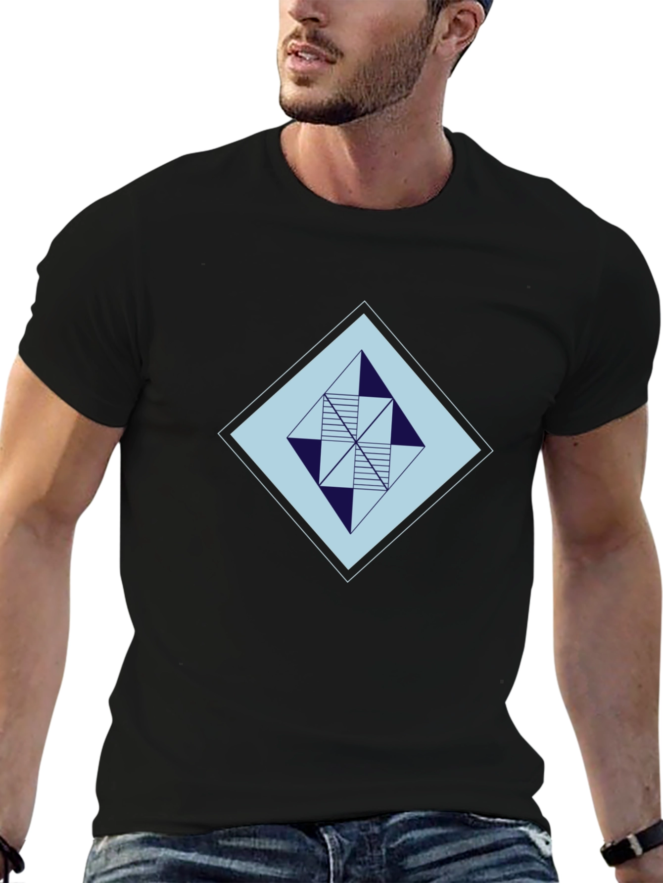 Geometric Diamond Graphic Tee - Modern Style