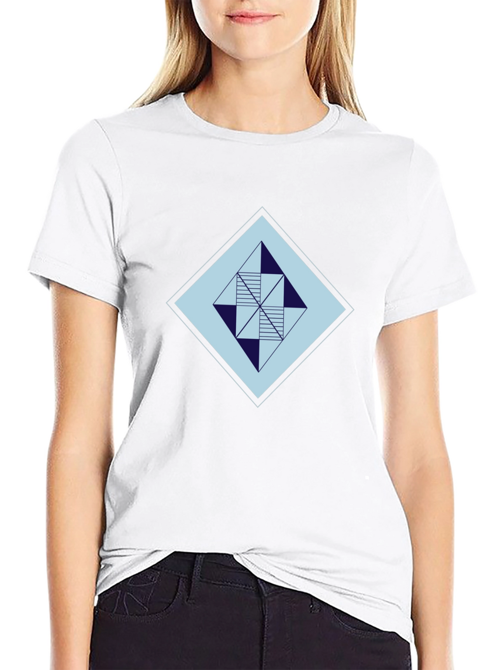 Geometric Diamond Graphic Tee - Modern Style