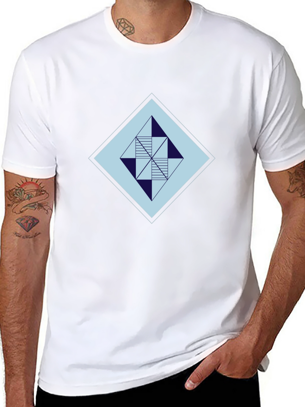 Geometric Diamond Graphic Tee - Modern Style