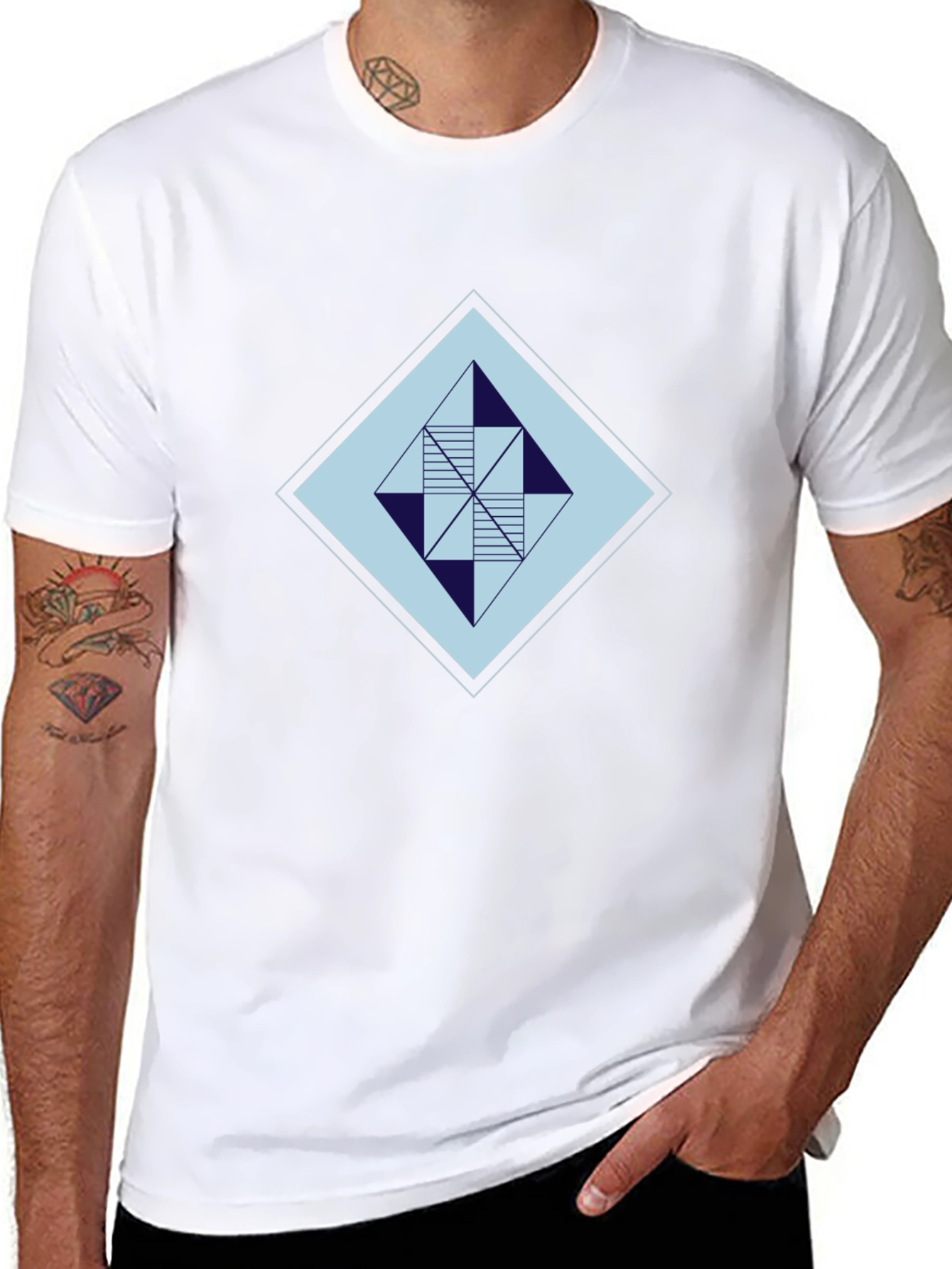 Geometric Diamond Graphic Tee - Modern Style