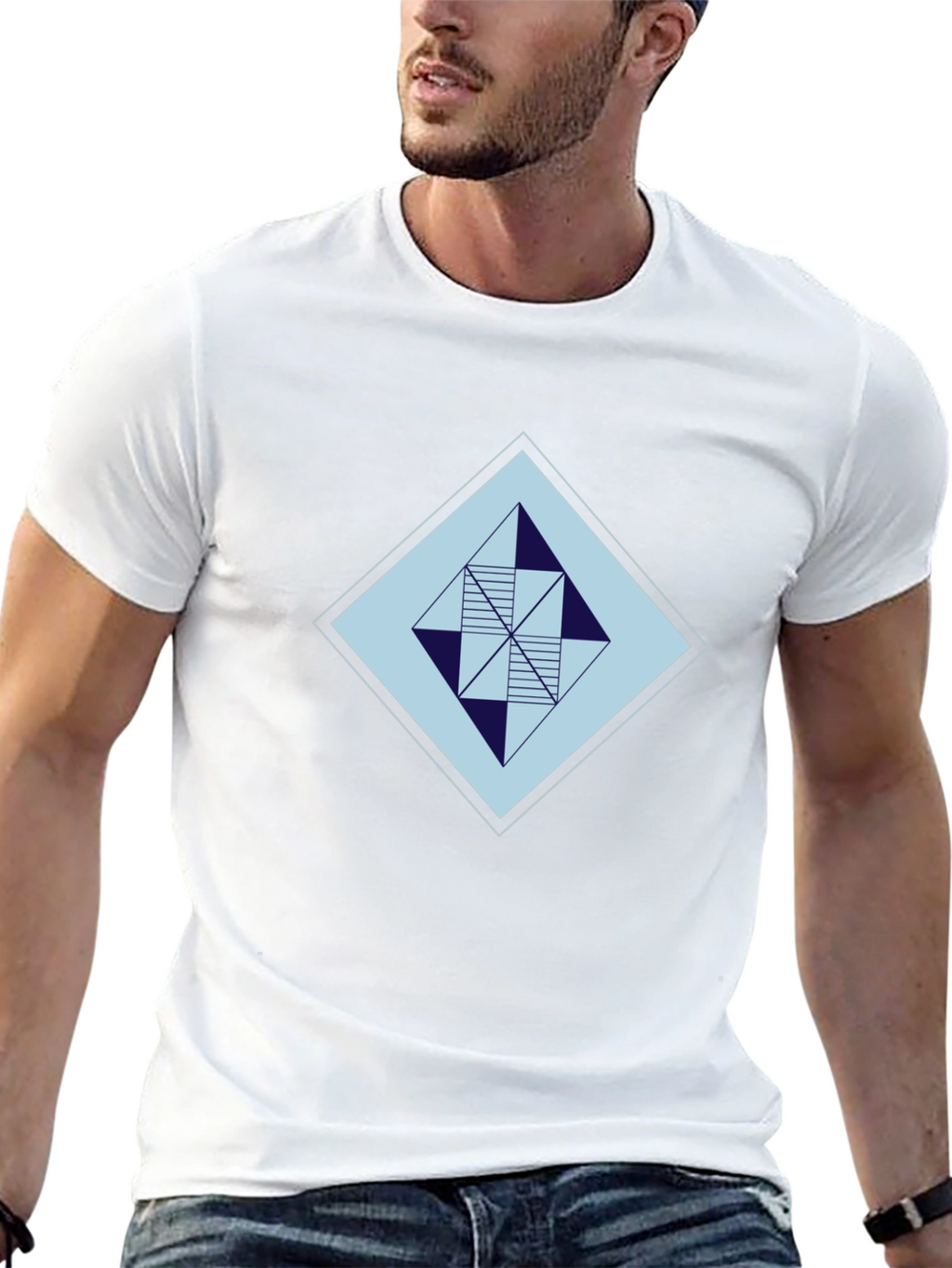 Geometric Diamond Graphic Tee - Modern Style
