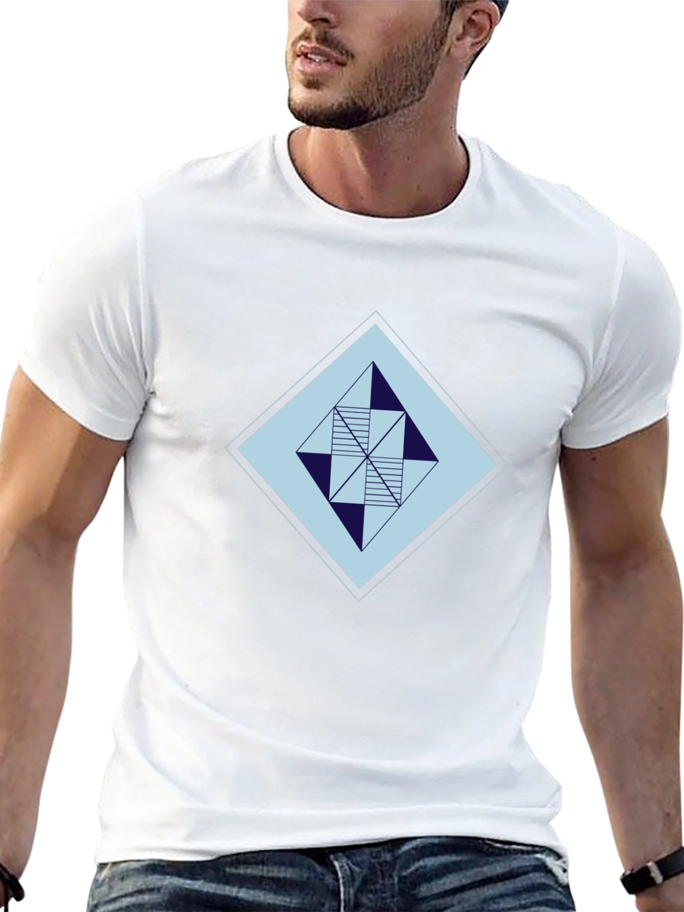 Geometric Diamond Graphic Tee - Modern Style
