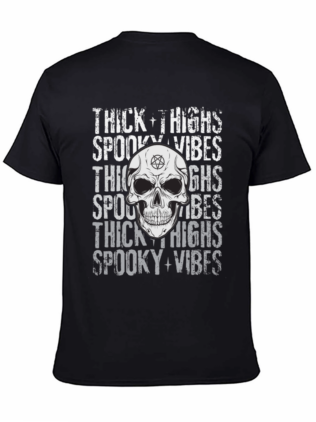 Spooky Vibes Skull Graphic T-Shirt
