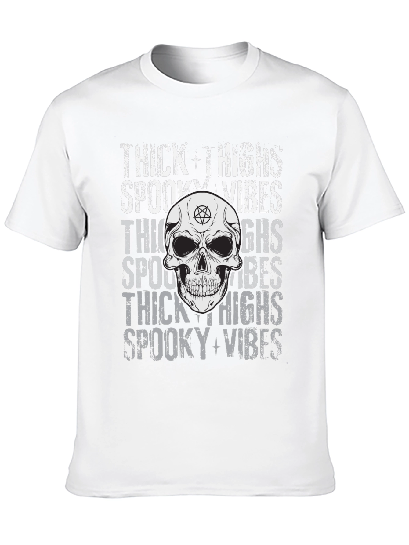 Spooky Vibes Skull Graphic T-Shirt