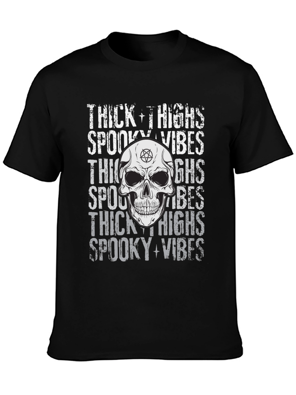 Spooky Vibes Skull Graphic T-Shirt
