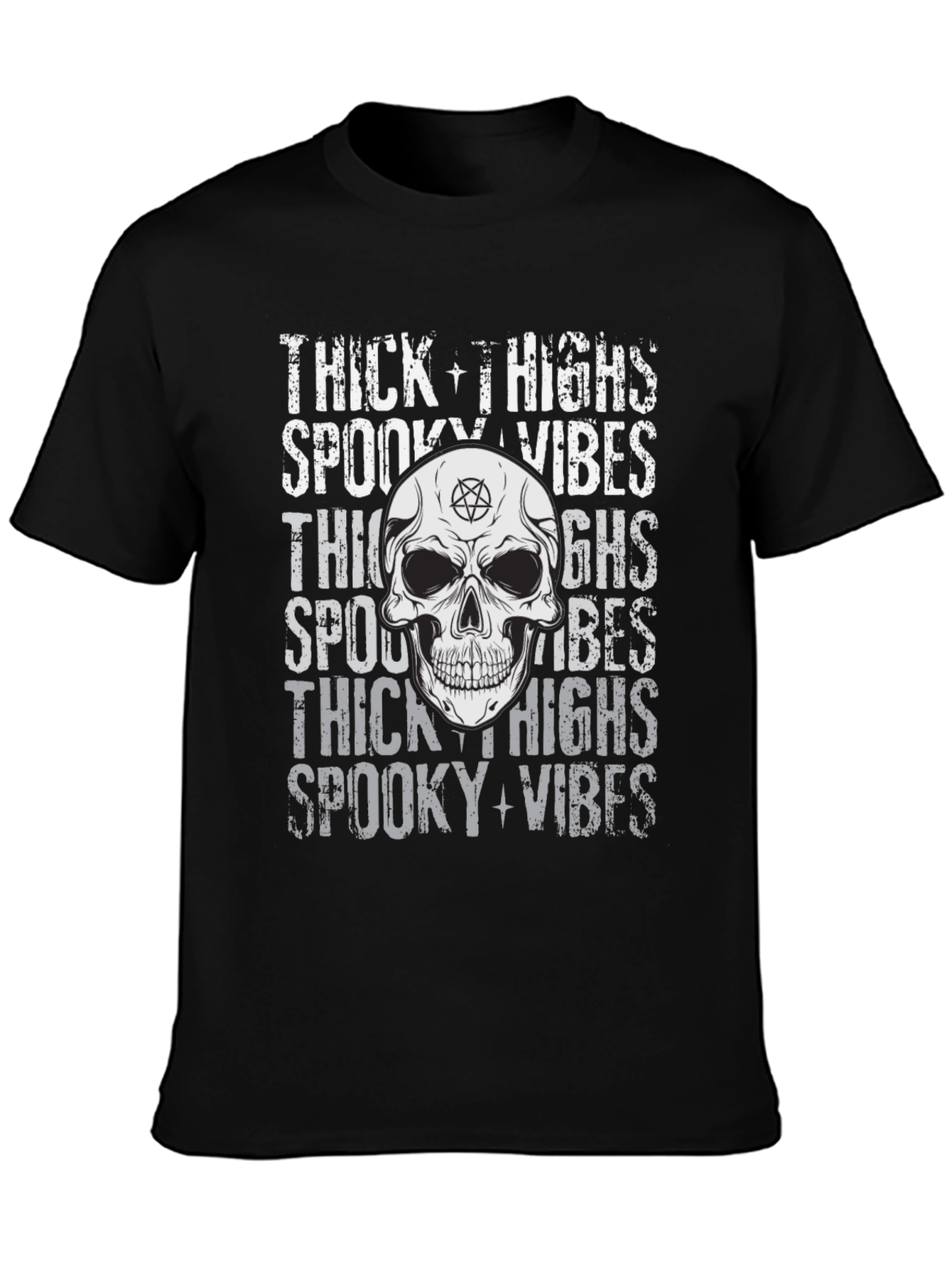 Spooky Vibes Skull Graphic T-Shirt