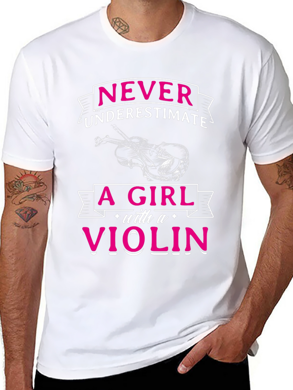 Never Underestimate A Girl With A Violin Graphic Tee