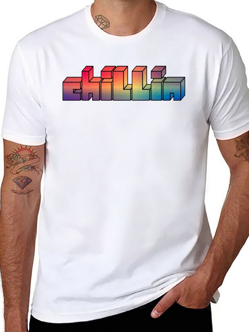 Retro CHILLIN Rainbow Gradient T-Shirt