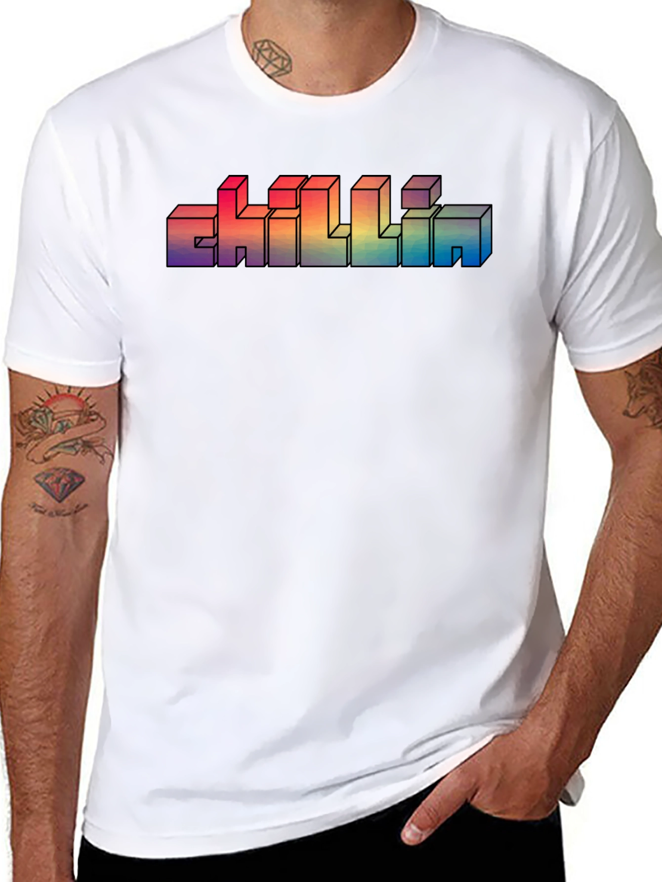Retro CHILLIN Rainbow Gradient T-Shirt