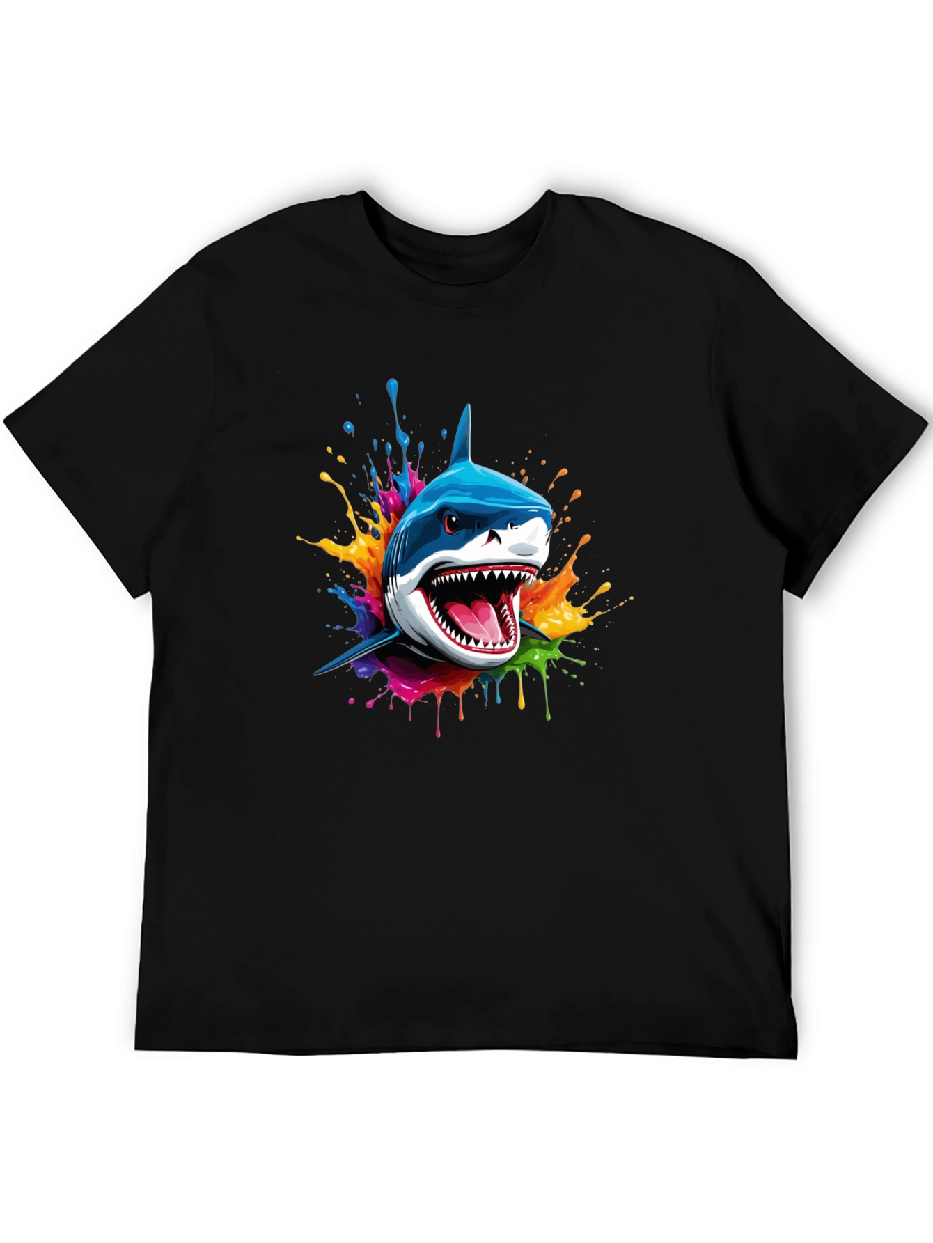 Shark Splash T-Shirt - Colorful Graphic Tee