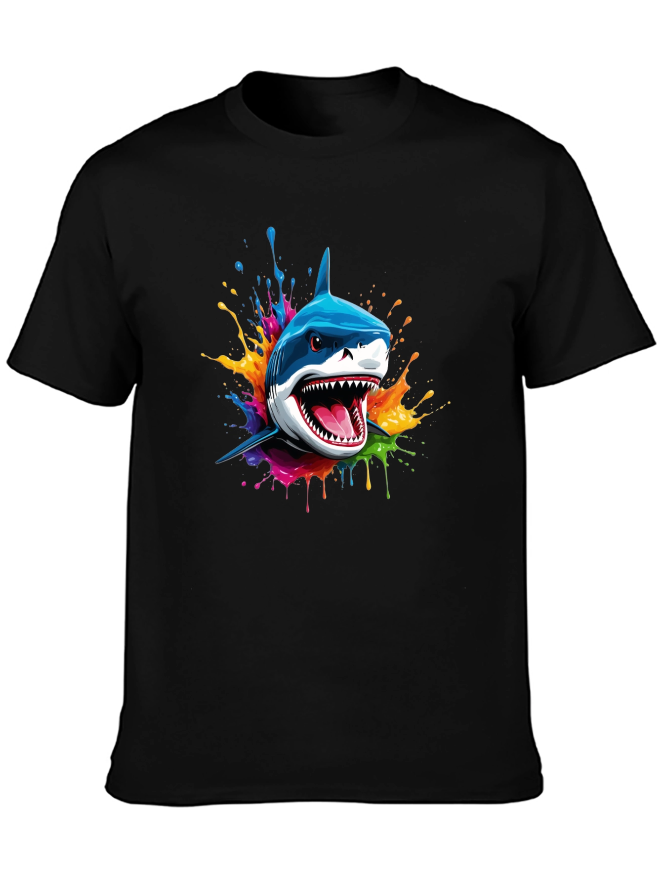 Shark Splash T-Shirt - Colorful Graphic Tee