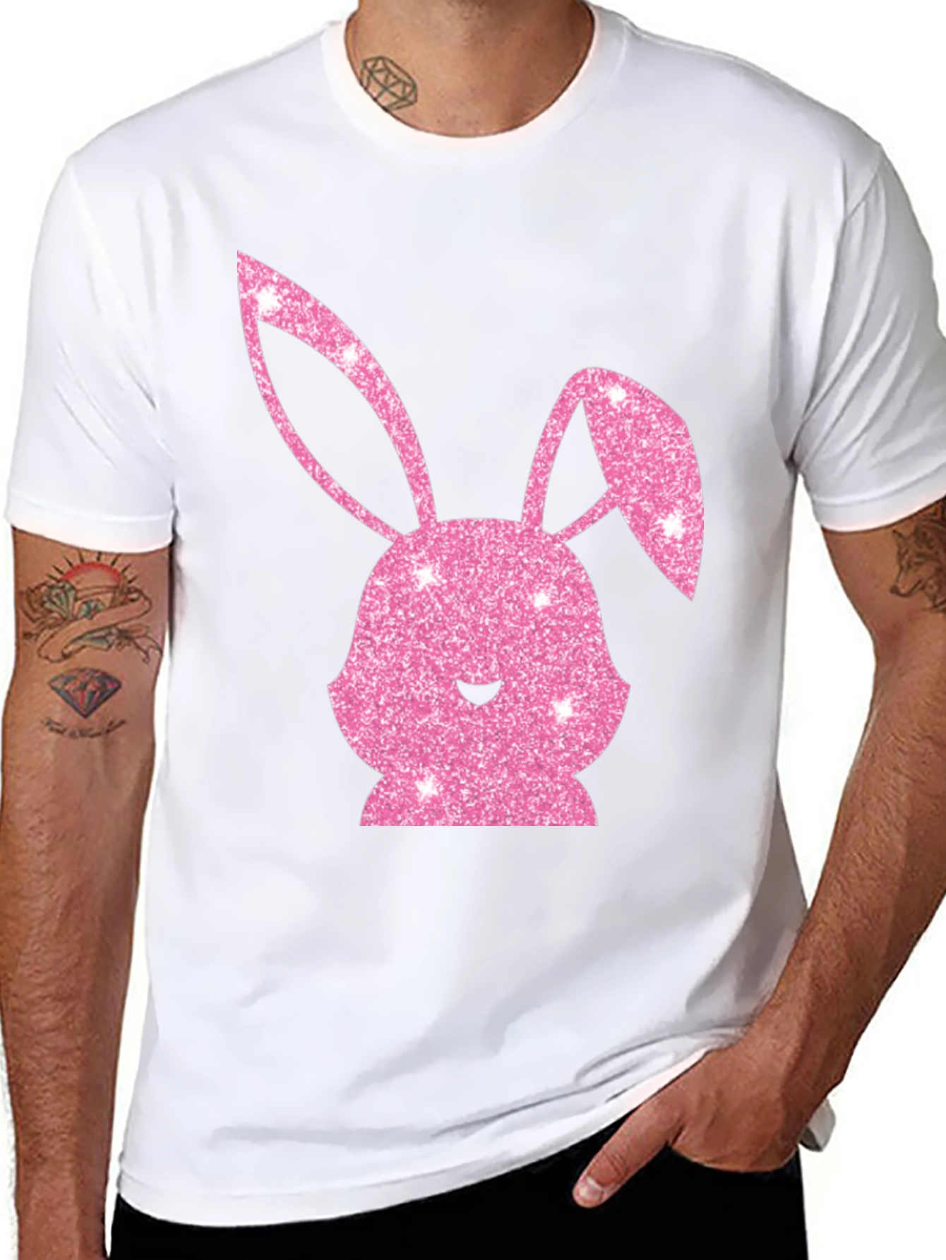 Easter Bunny T-Shirt - Sparkly Pink Bunny Design