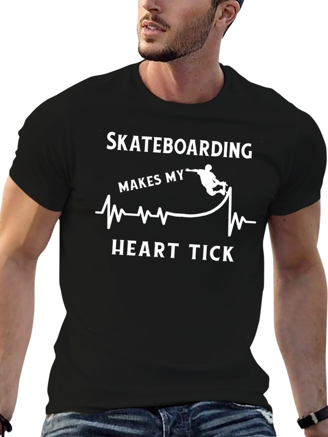 Skateboarding Makes My Heart Tick Graphic Tee