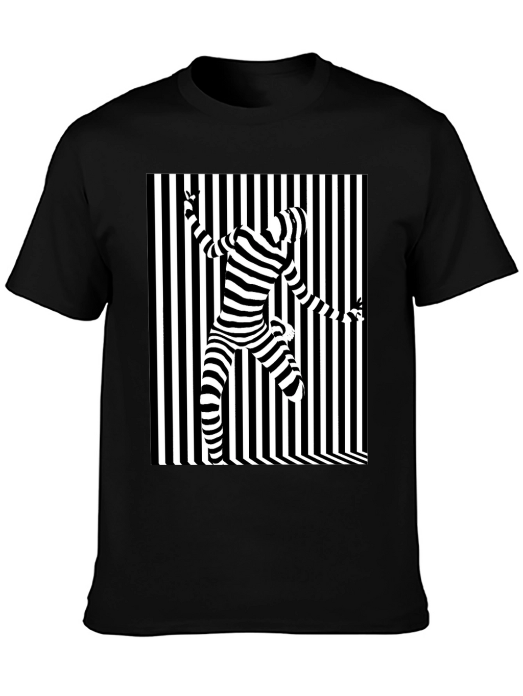 Optical Illusion Striped Tee - Modern Graphic Print