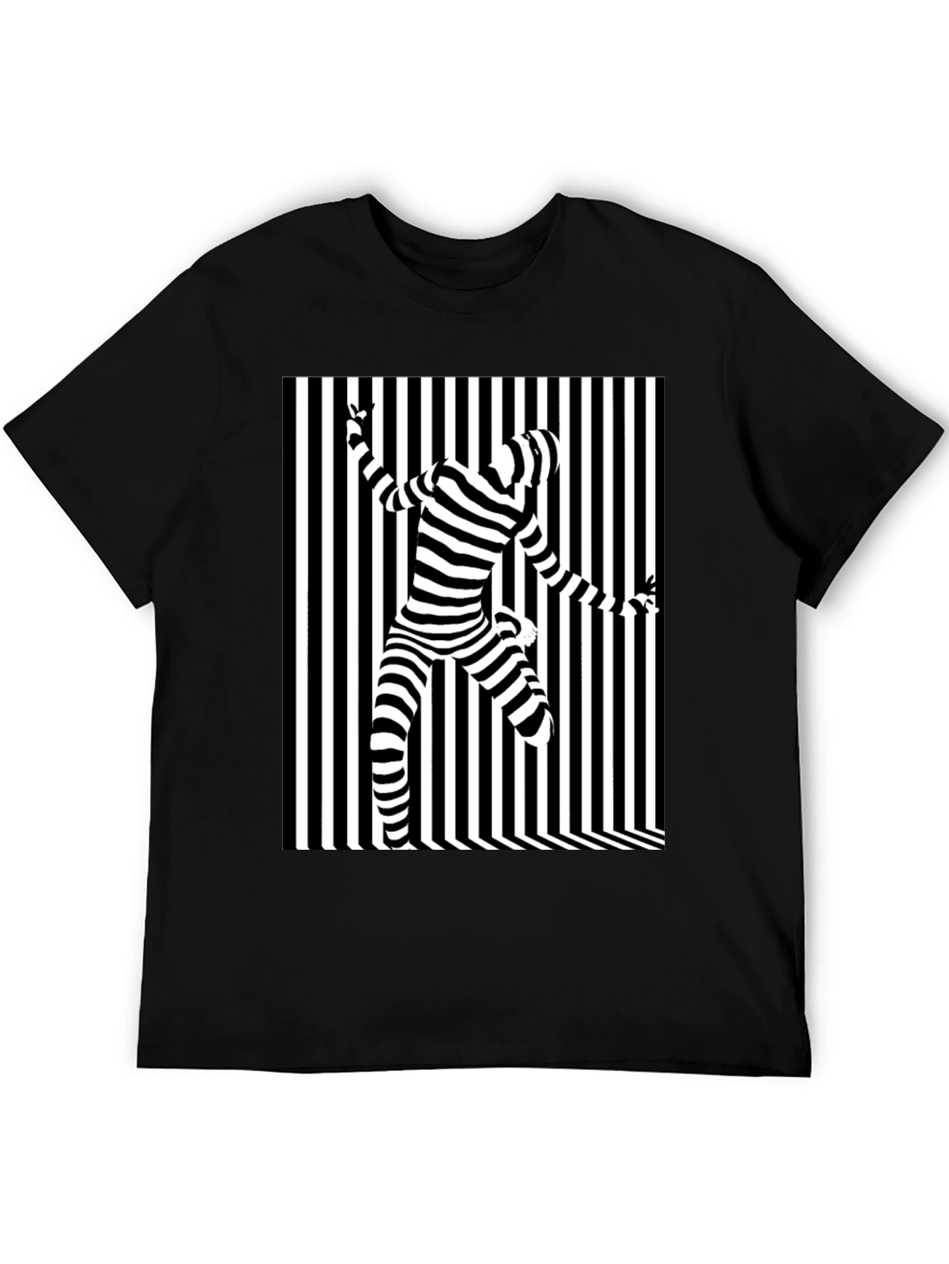 Optical Illusion Striped Tee - Modern Graphic Print
