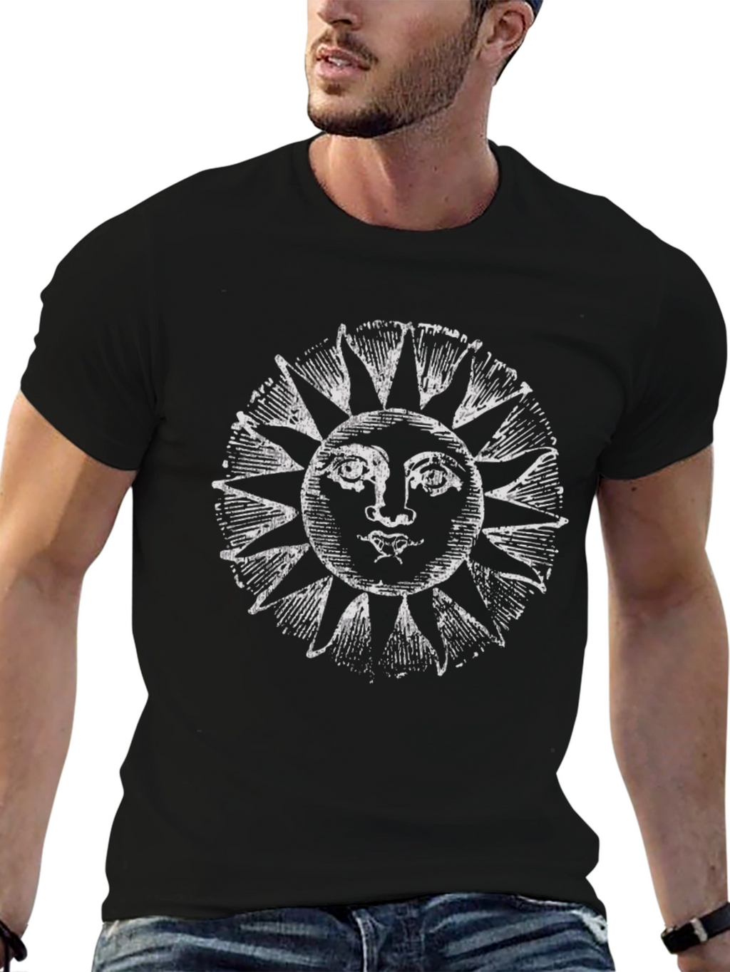 Sun Graphic T-Shirt - Black Cotton Tee