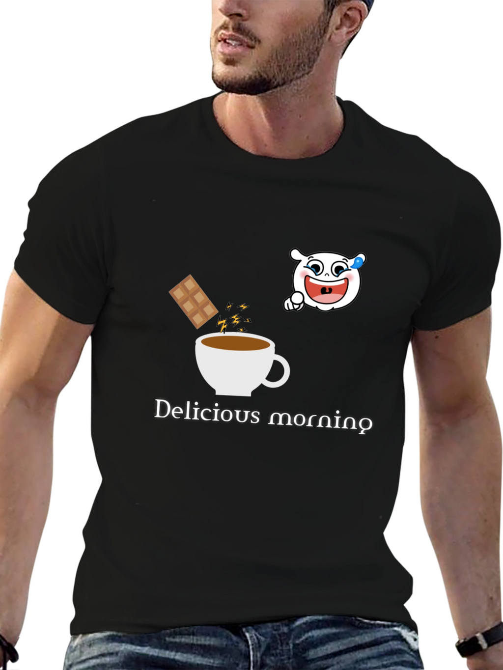Delicious Morning Black Graphic Tee