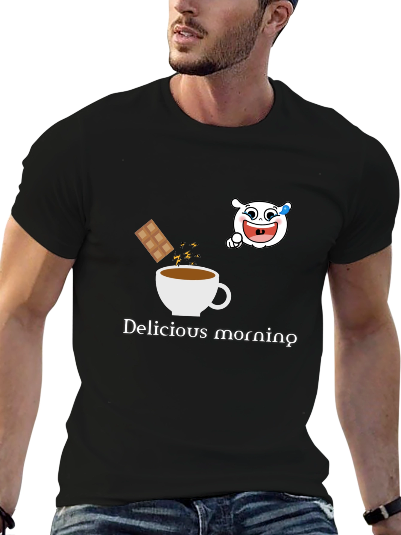 Delicious Morning Black Graphic Tee