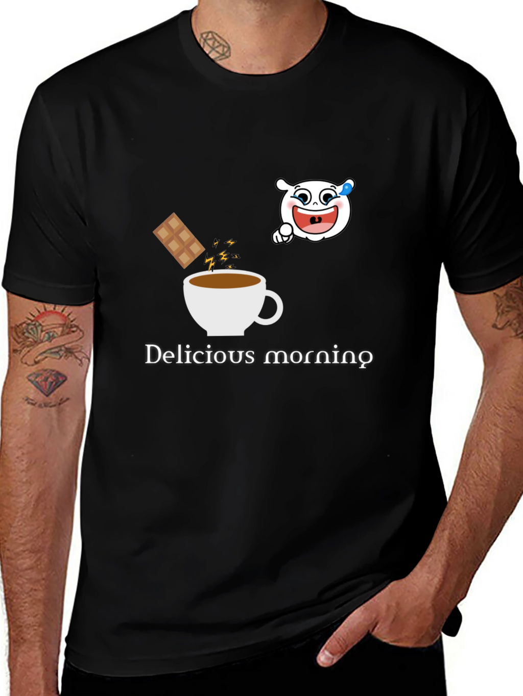 Delicious Morning Black Graphic Tee