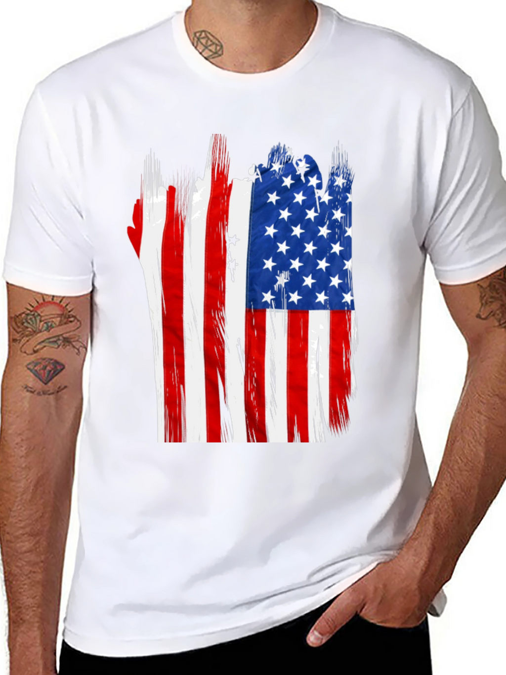 American Flag Distressed Graphic T-Shirt