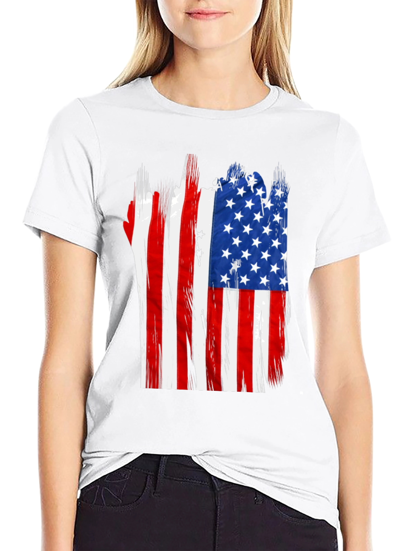 American Flag Distressed Graphic T-Shirt