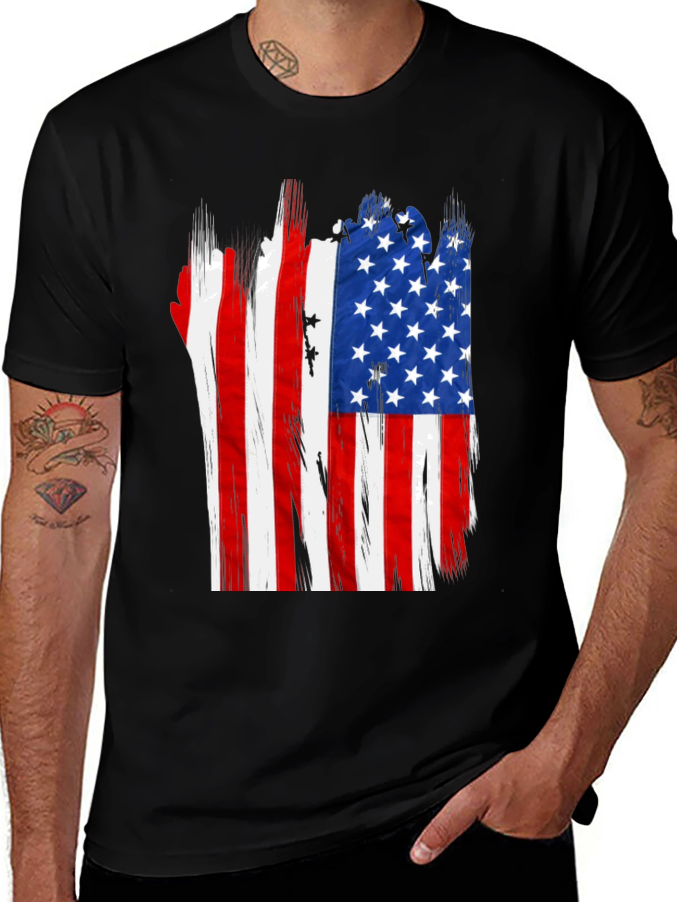 American Flag Distressed Graphic T-Shirt