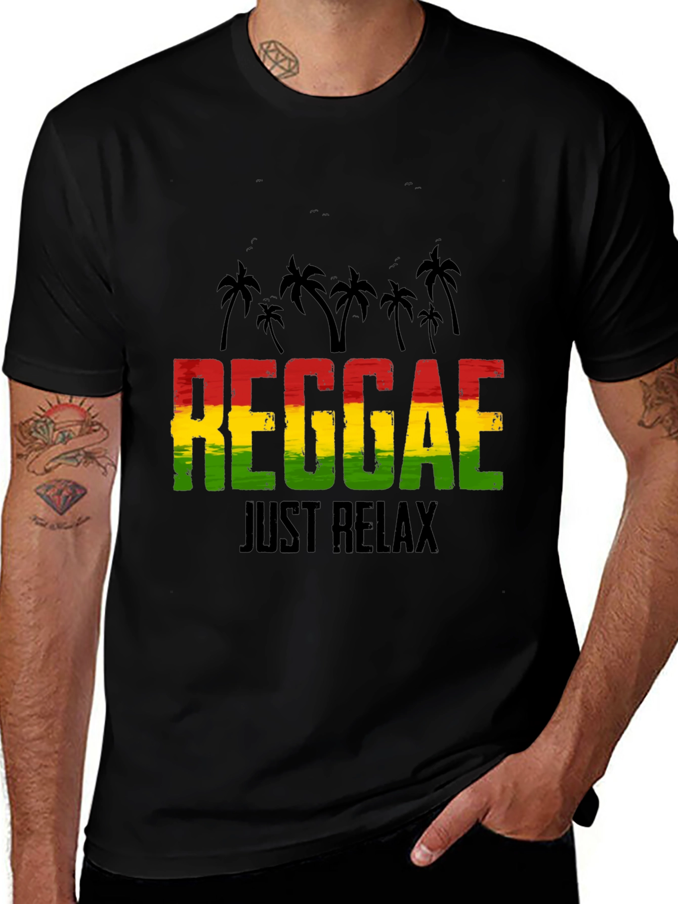 Reggae Just Relax Graphic Tee - Black