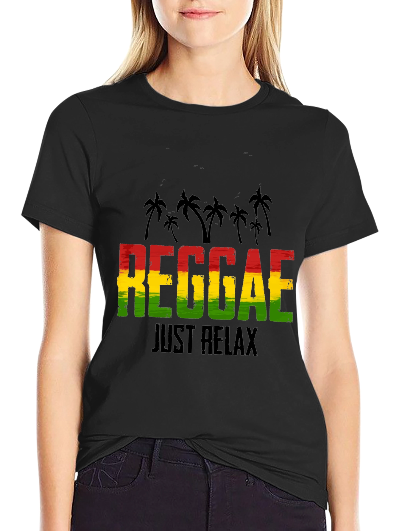Reggae Just Relax Graphic Tee - Black