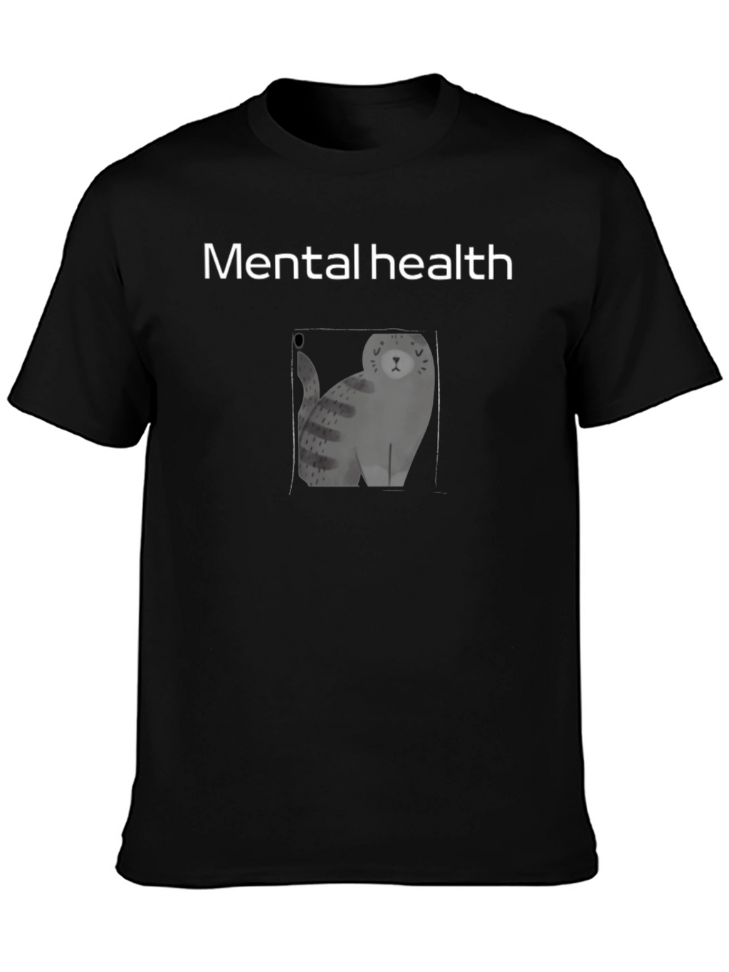 Mental Health Cat Graphic Black Tee