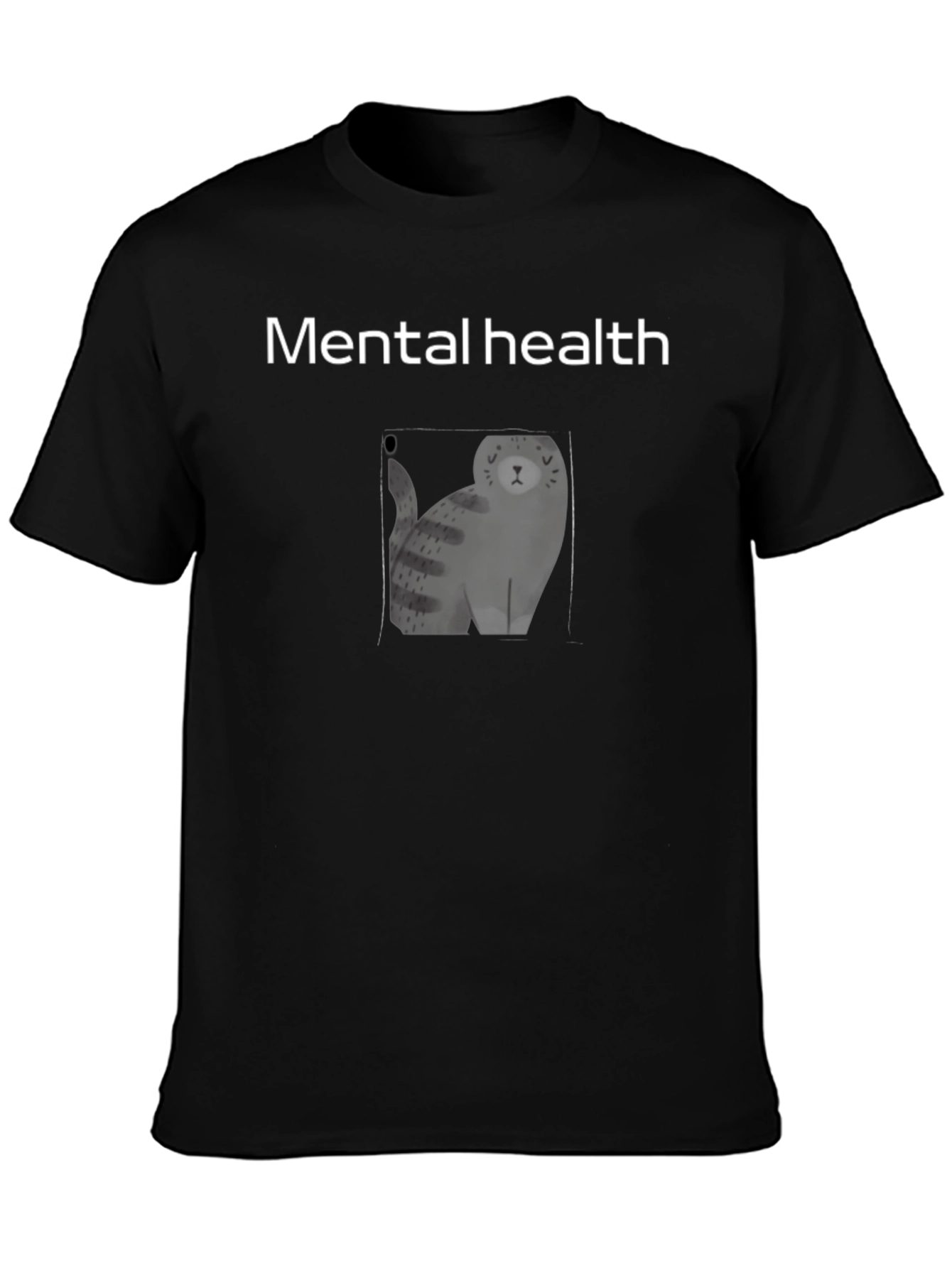Mental Health Cat Graphic Black Tee