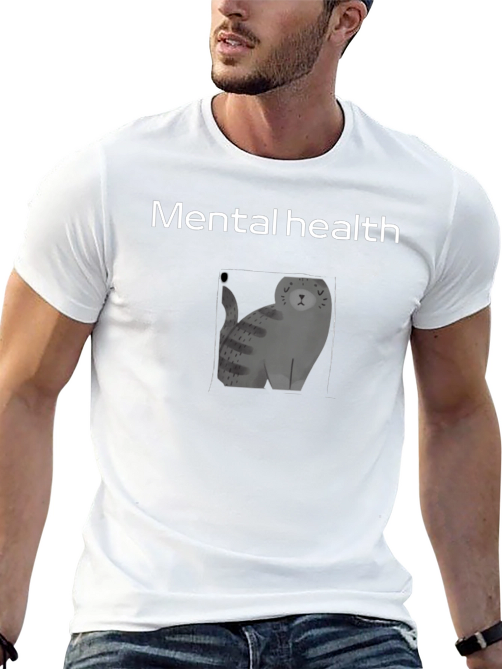 Mental Health Cat Graphic Black Tee