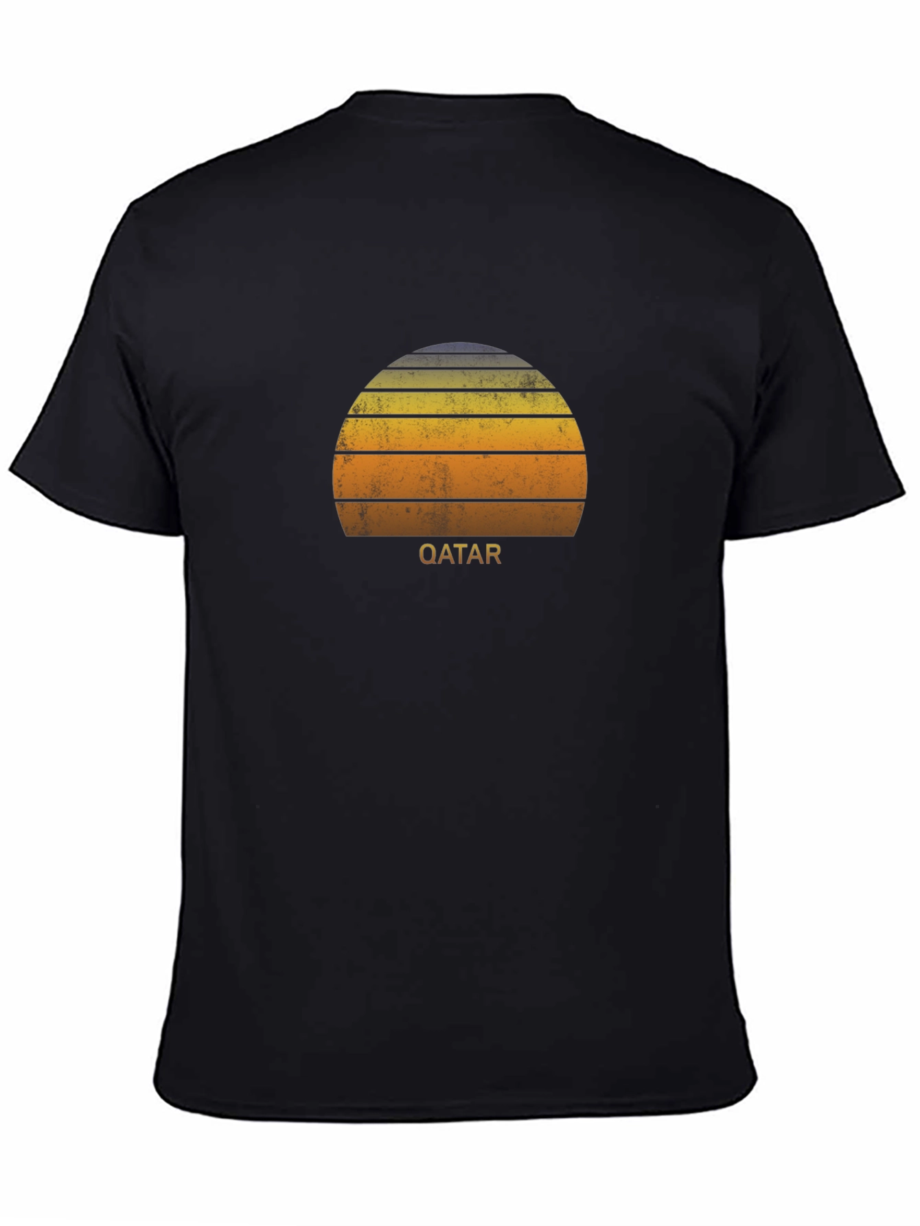 Qatar Sunset Graphic Tee - Retro Style Black T-Shirt