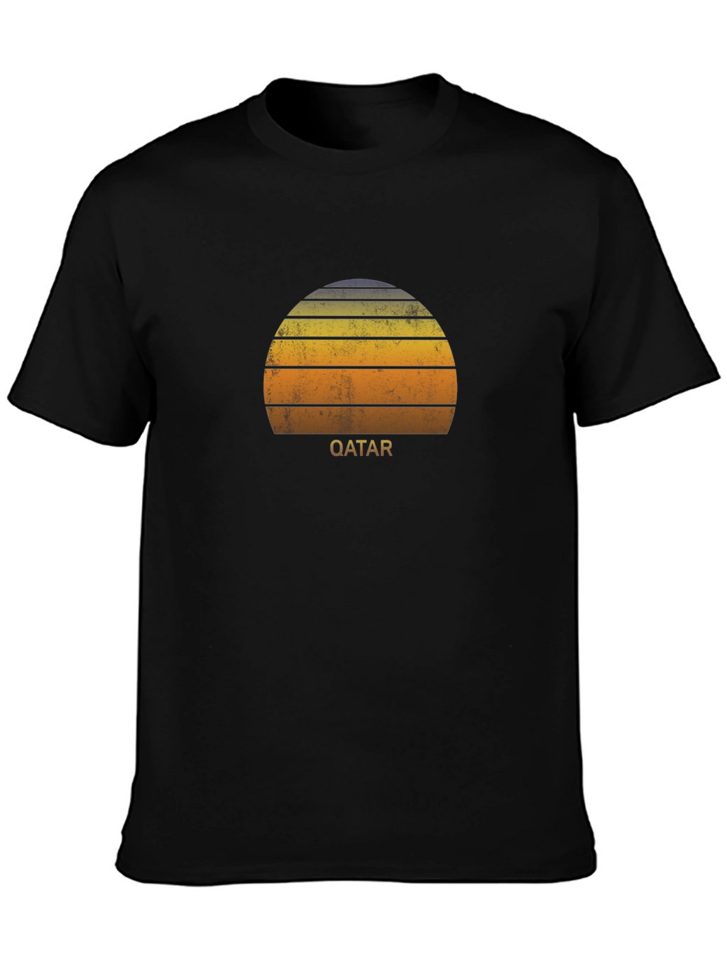 Qatar Sunset Graphic Tee - Retro Style Black T-Shirt