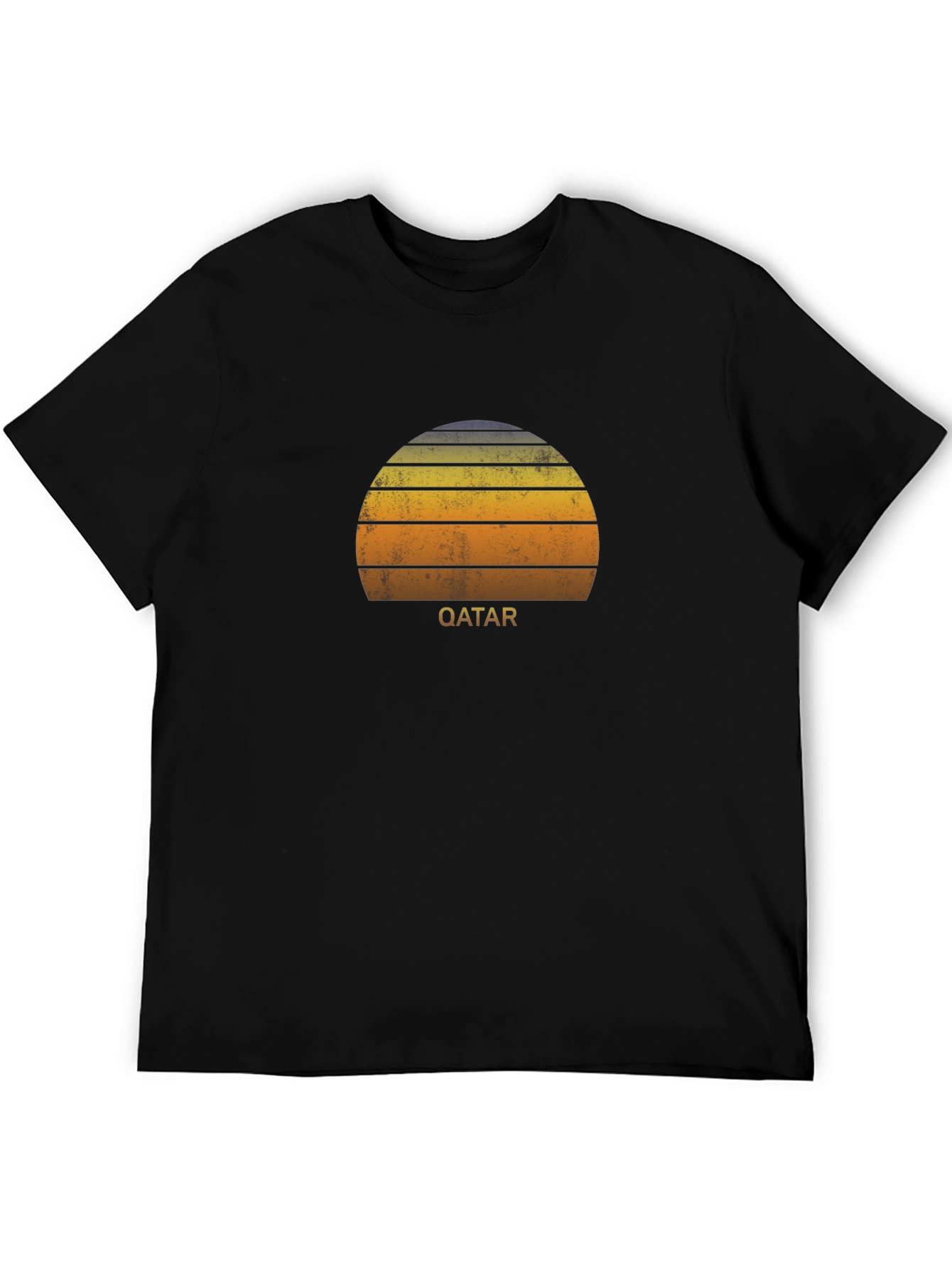 Qatar Sunset Graphic Tee - Retro Style Black T-Shirt