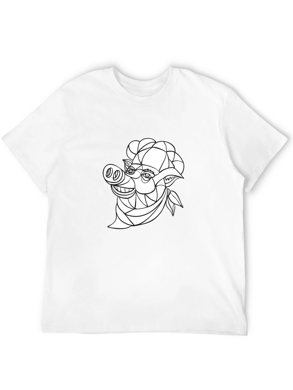Geometric Pig Chef T-Shirt - Stylish Black Tee