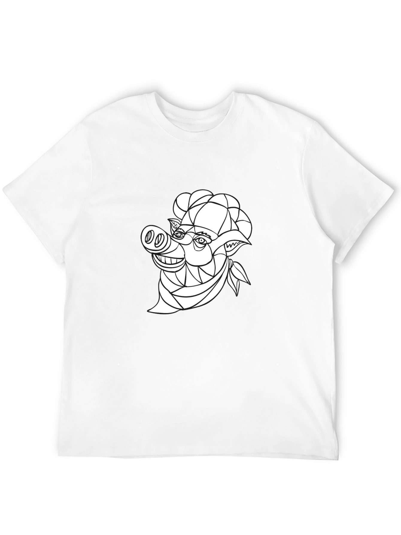 Geometric Pig Chef T-Shirt - Stylish Black Tee
