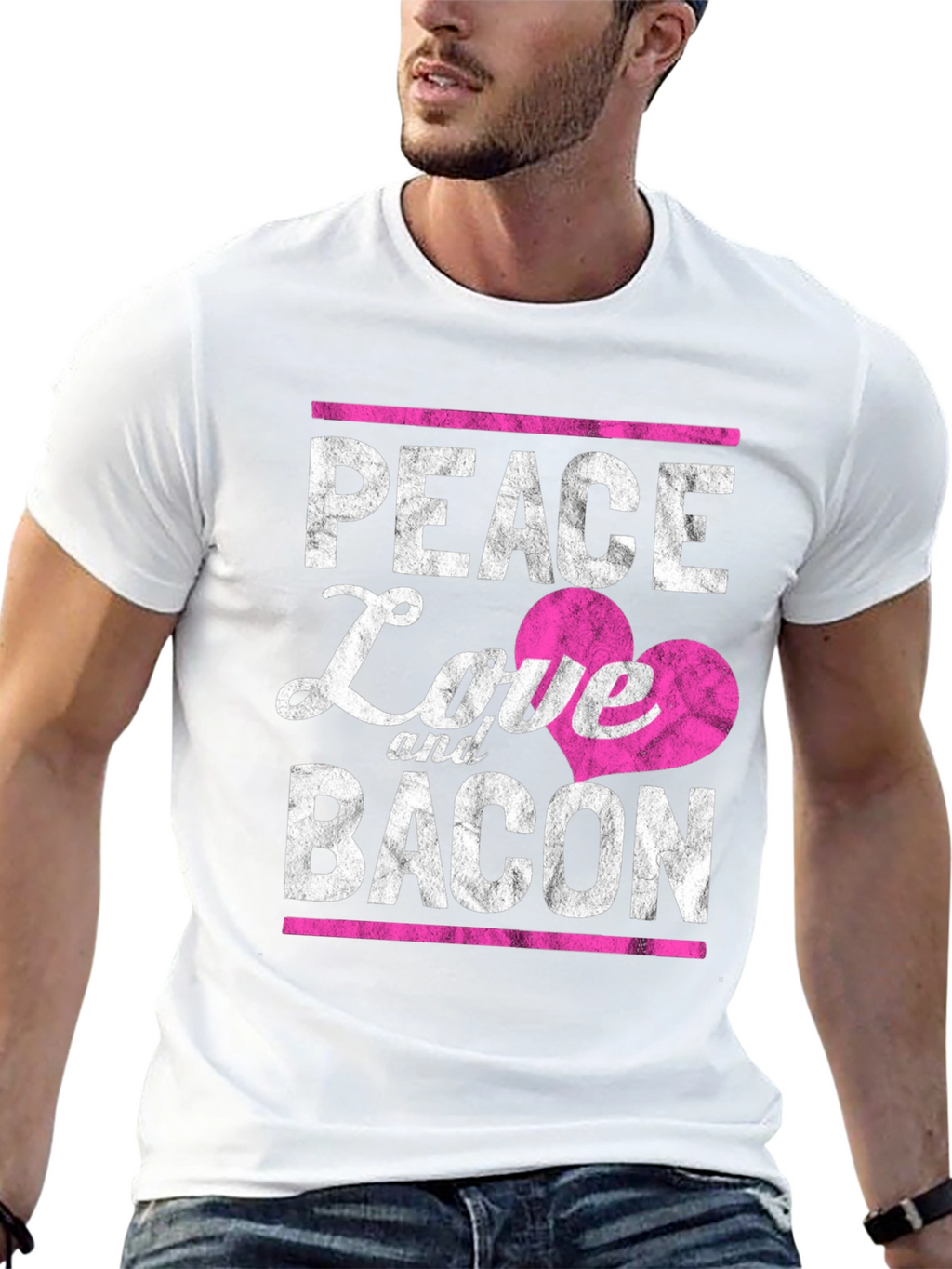 Peace Love and Bacon T-Shirt - Funny Foodie Tee