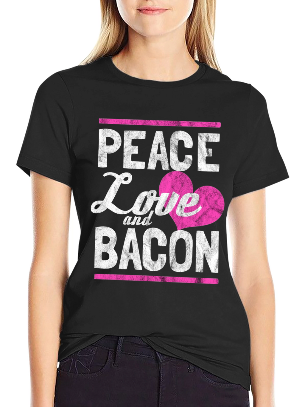 Peace Love and Bacon T-Shirt - Funny Foodie Tee